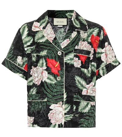 Shop Gucci Hawaiian-print Silk-jacquard Shirt In Multicoloured