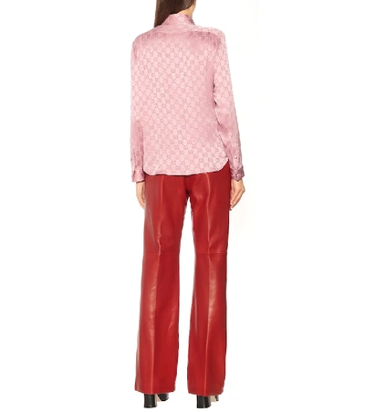 Shop Gucci Gg Silk-jacquard Shirt In Pink
