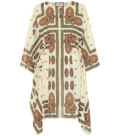 Shop Gucci Paisley Cotton Muslin Kaftan In Brown