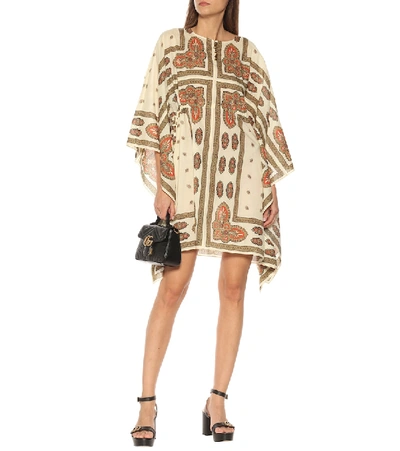 Shop Gucci Paisley Cotton Muslin Kaftan In Brown