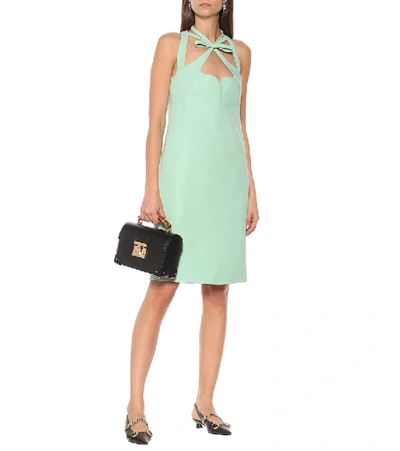 Shop Gucci Silk And Wool Cady Minidress In Green