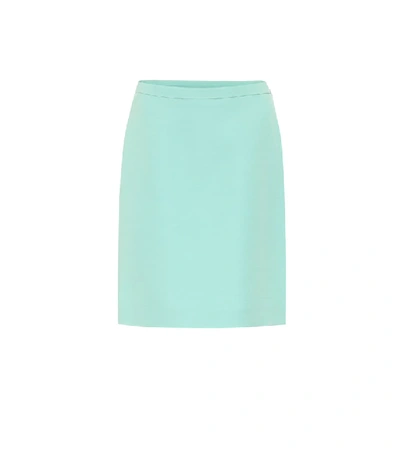 Shop Gucci Silk And Wool Cady Miniskirt In Green