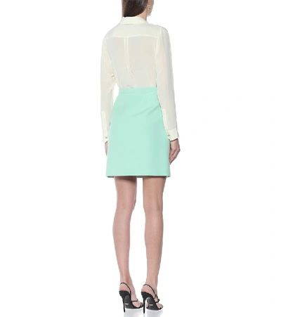 Shop Gucci Silk And Wool Cady Miniskirt In Green