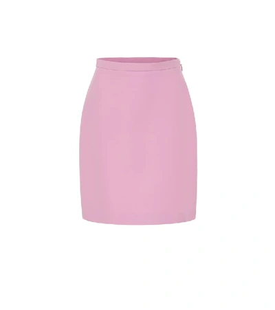 Shop Gucci Silk And Wool Cady Miniskirt In Pink