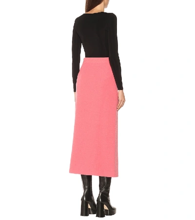 Shop Gucci Wool-blend Tweed Midi Skirt In Pink