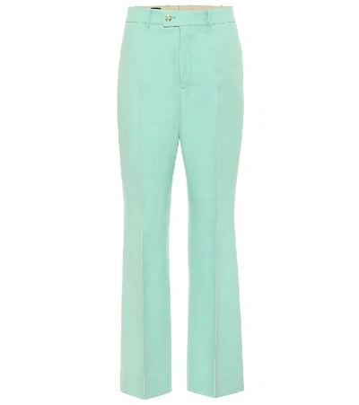 Shop Gucci High-rise Flared Cady Pants In Green