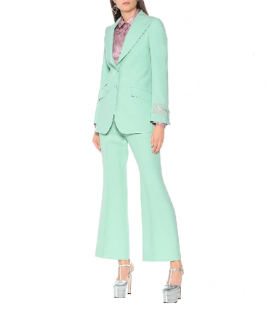 Shop Gucci High-rise Flared Cady Pants In Green