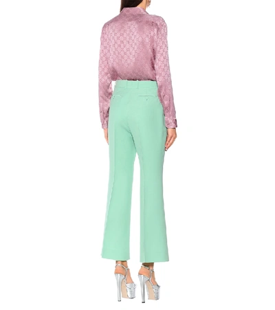 Shop Gucci High-rise Flared Cady Pants In Green