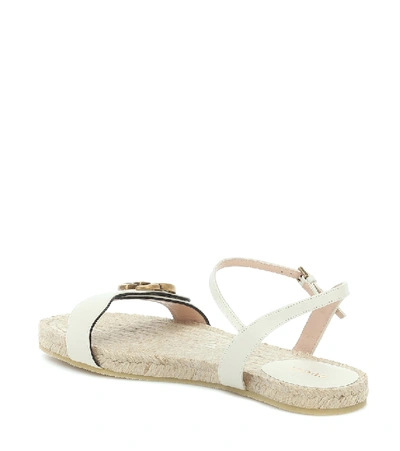 Shop Gucci Gg Leather Espadrille Sandals In White