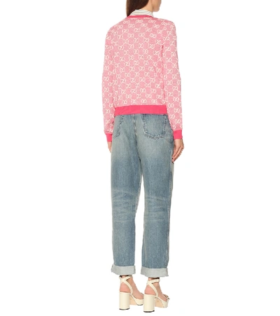 Shop Gucci Gg Wool And Cotton Piqué Cardigan In Pink