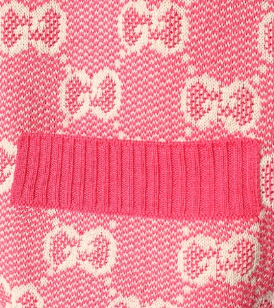 Shop Gucci Gg Wool And Cotton Piqué Cardigan In Pink