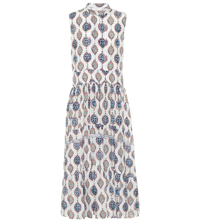 Shop Chloé Silk-habotai Midi Dress In Blue