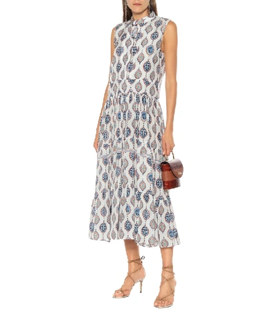 Shop Chloé Silk-habotai Midi Dress In Blue