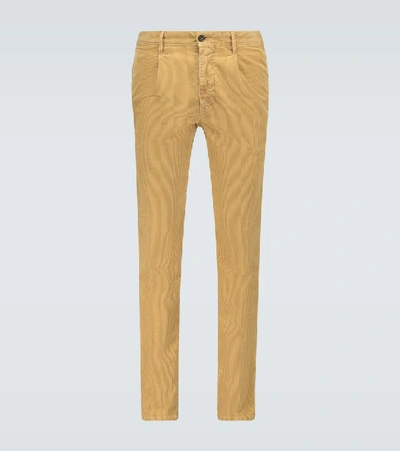 Shop Incotex Corduroy Pleated Pants In Beige