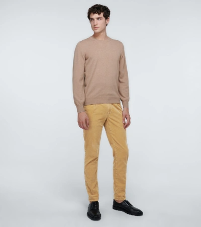 Shop Incotex Corduroy Pleated Pants In Beige