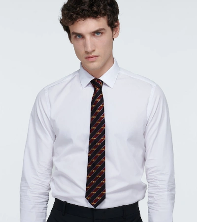 Shop Gucci Interlocking G Horsebit Jacquard Silk Tie In Multicoloured