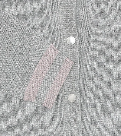 Shop Stella Mccartney Metallic Cotton-blend Cardigan In Grey