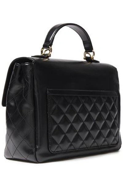 Shop Love Moschino Embellished Quilted Faux Leather Tote In Black