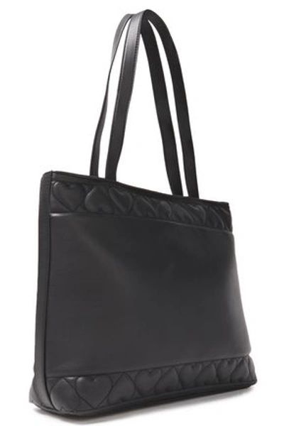 Shop Love Moschino Quilted Faux Leather Tote In Black