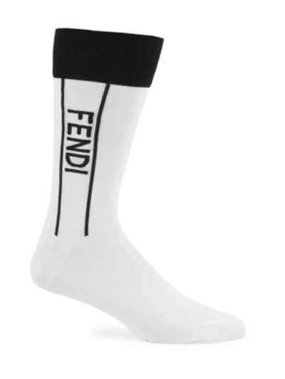 Shop Fendi Logo Stripe Socks In Black White