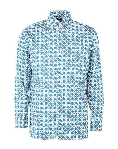 Shop Luchino Camicie Patterned Shirt In Slate Blue