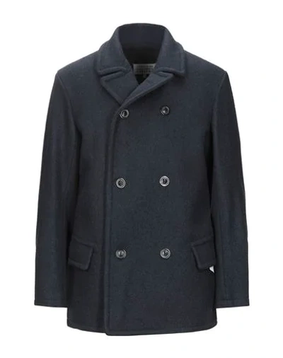 Shop Maison Margiela Coat In Dark Blue