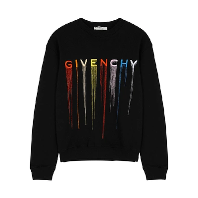 Shop Givenchy Black Logo-embroidered Cotton Sweatshirt