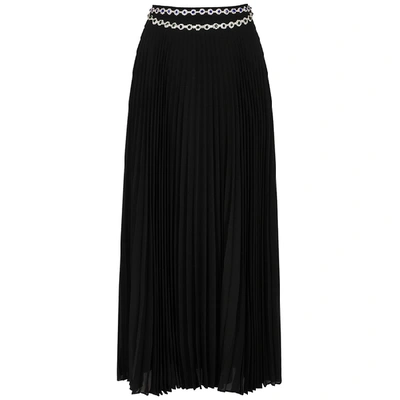 Shop Christopher Kane Black Crystal-embellished Pleated Maxi Skirt