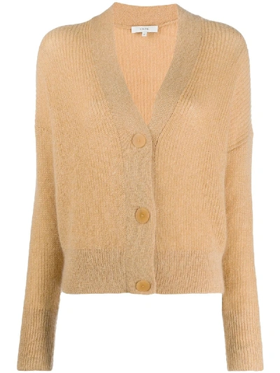 Shop Vince V-neck Buttoned Cardigan In Neutrals