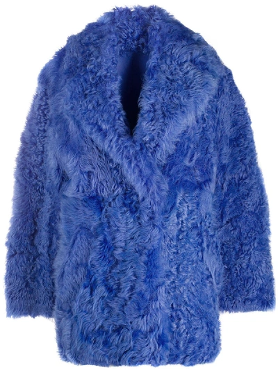 Shop Off-white Shearling Textured Coat In Blue