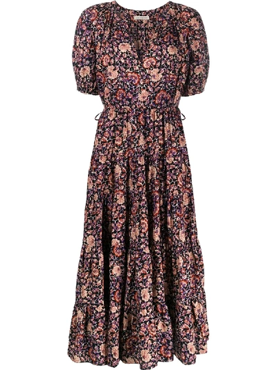 Shop Ulla Johnson Claribel Floral-print Dress In Black