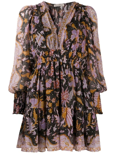 Shop Ulla Johnson Rosetta Floral-print Dress In Black