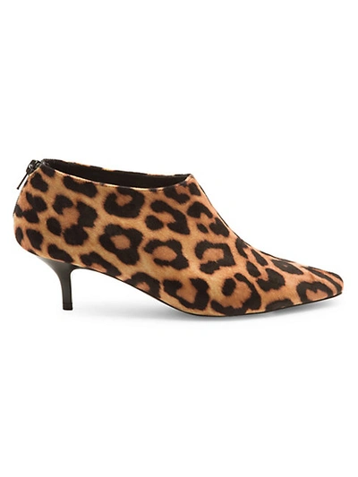 Shop Stella Mccartney Leopard-print Kitten Heel Booties In Tan Black