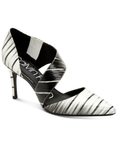 Shop Calvin Klein Women's Gella Asymmetrical Dress Pumps Women's Shoes In Black/white