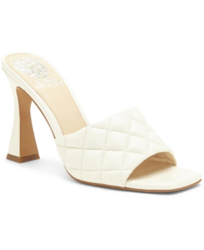 Shop Vince Camuto Reselm Quilted Martini-heel Mules Women's Shoes In Buttermilk