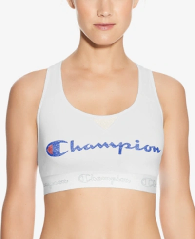Shop Champion Women's The Authentic Cutout Racerback Medium Impact Sports Bra In White