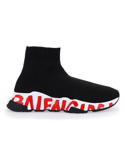 Shop Balenciaga Speed Sneakers In Black/white/red