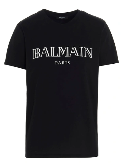 Shop Balmain T-shirt In Nero Bianco