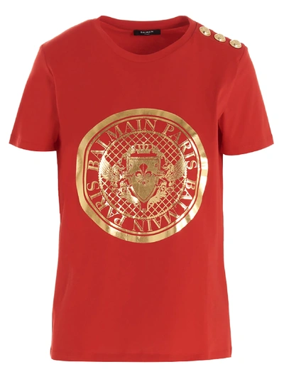 Shop Balmain T-shirt In Red