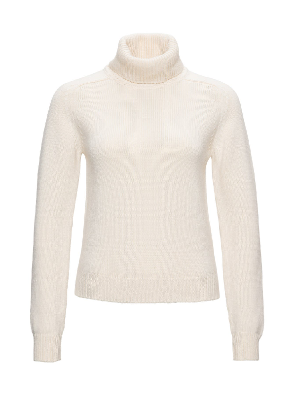 Saint Laurent Turtleneck Cashmere Sweater W/ Ysl Monogram In Naturel |  ModeSens
