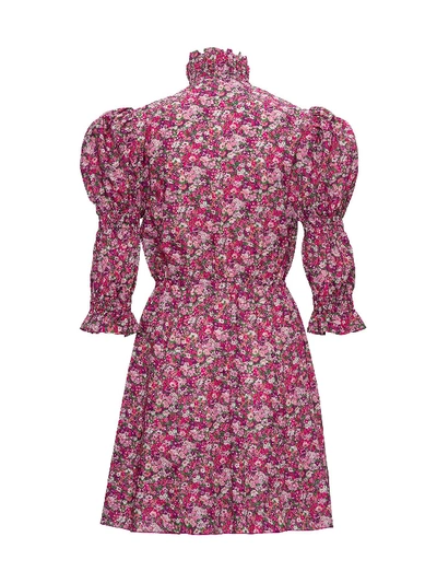 Shop Philosophy Di Lorenzo Serafini Floral Dress With Puffed Shoulders In Multicolor