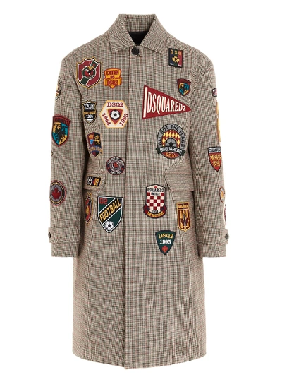 Shop Dsquared2 Football Patches Coat In Multicolor