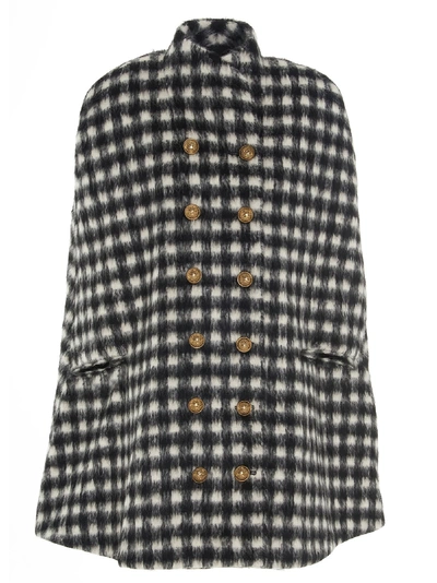 Shop Balmain Cape In Nero Bianco