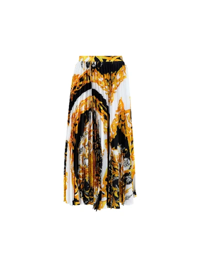 Shop Versace Skirt In Bianco-nero-oro