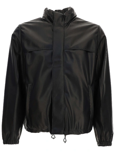 Shop Prada Leather Jacket In Nero