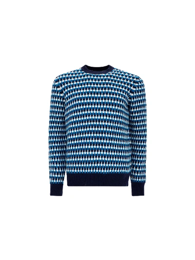 Shop Prada Sweater In Navy/turchese