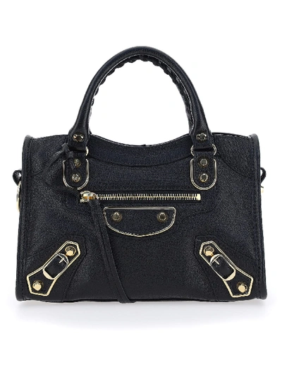 Shop Balenciaga Classic Metallic Edge City Mini Handbag In Noir