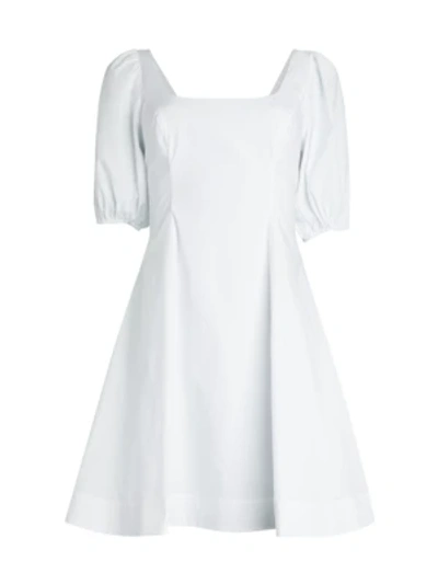 Shop Staud Laelia Flared Mini Dress In White