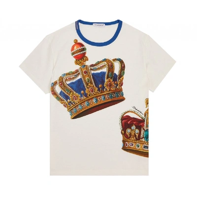 Shop Dolce & Gabbana Dolce &amp; Gabbana Cotton Crown T-shirt In White