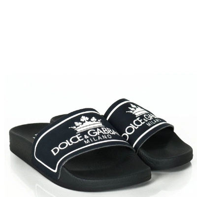Shop Dolce & Gabbana Dolce &amp; Gabbana Kids Sliders In Black